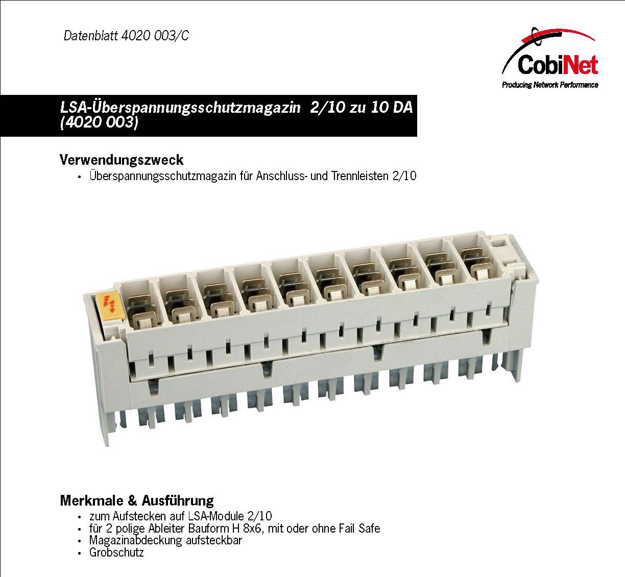 CobiTel模塊系列產(chǎn)品-LSA-保安排-Datenblatt 4020 003_C圖1